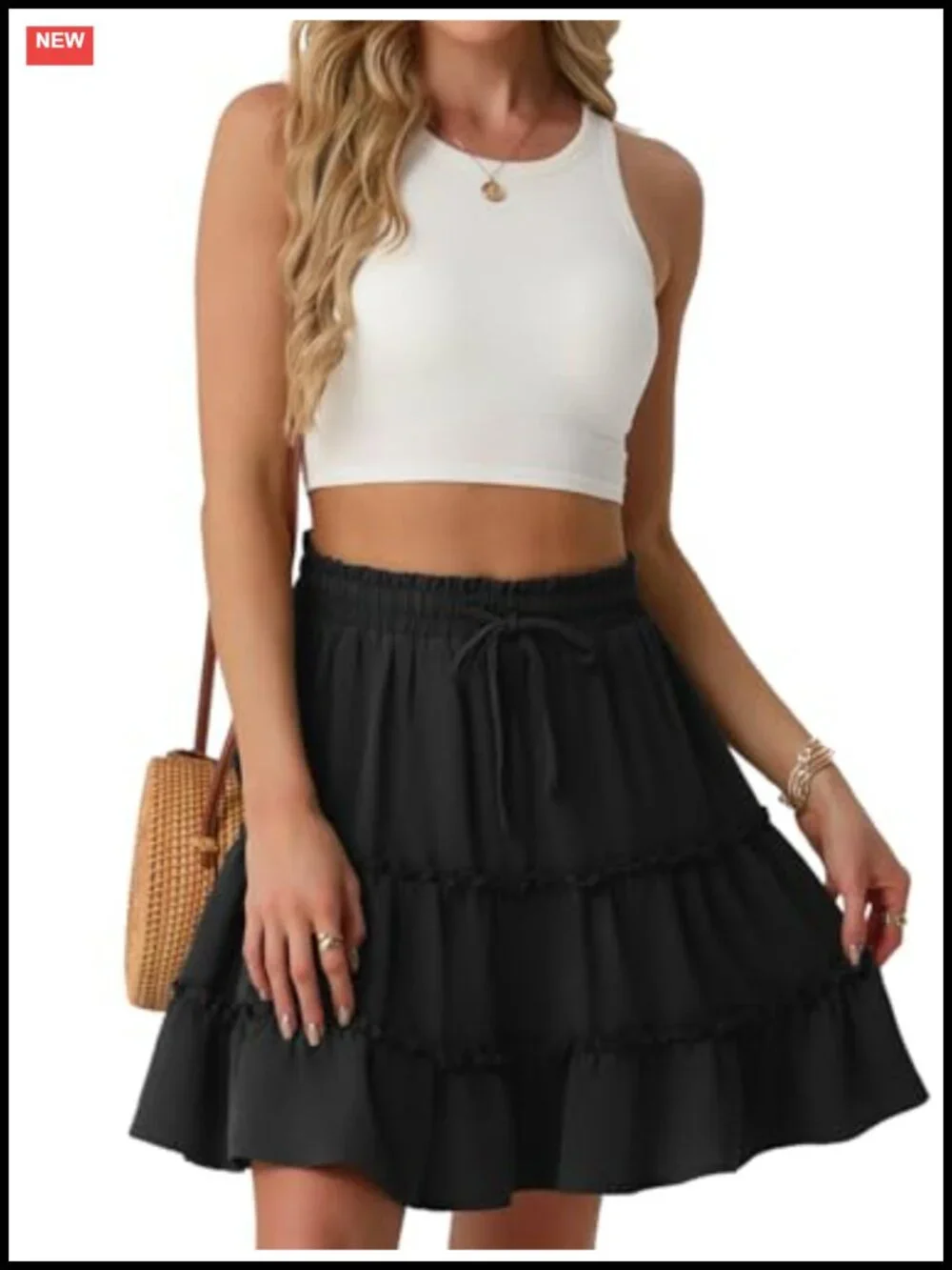 Flowy Ruffle Tiered Skorts for Women with Built-in Shorts and Pockets